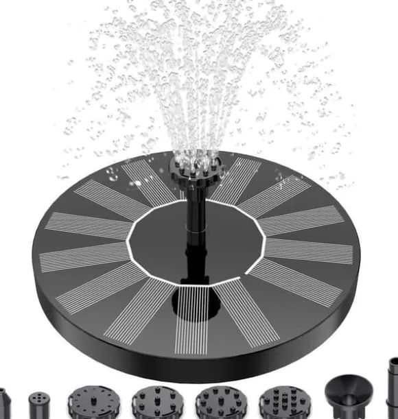 Solar Bird Bath Fountain Pump, Solar Fountain Pump för Fågelbad med 6 munstycken, Solar Powered Water Fountain Pump för trädgård, dammar, pool