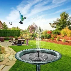 Solar Bird Bath Fountain Pump, Solar Fountain Pump för Fågelbad med 6 munstycken, Solar Powered Water Fountain Pump för trädgård, dammar, pool