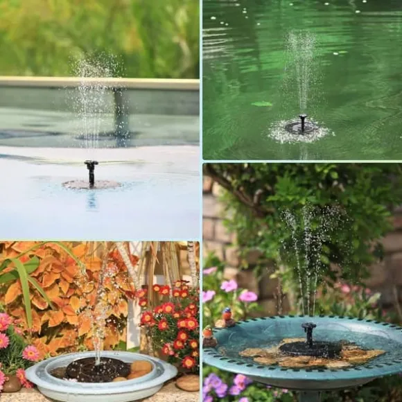 Solar Bird Bath Fountain Pump, Solar Fountain Pump för Fågelbad med 6 munstycken, Solar Powered Water Fountain Pump för trädgård, dammar, pool