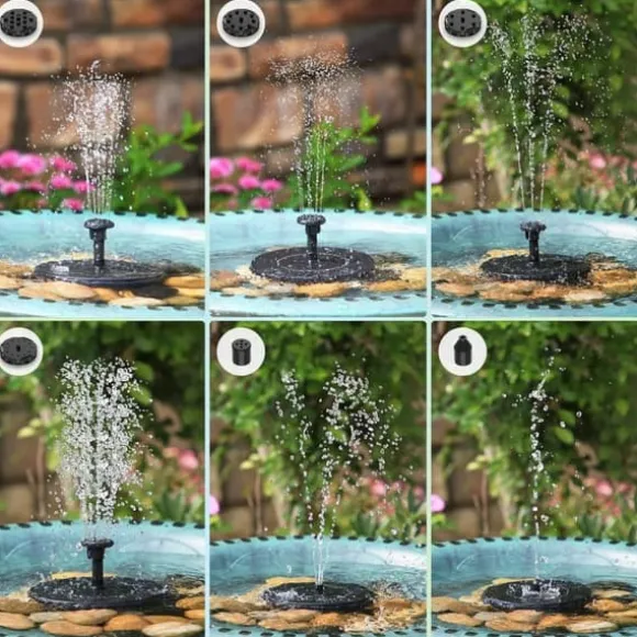Solar Bird Bath Fountain Pump, Solar Fountain Pump för Fågelbad med 6 munstycken, Solar Powered Water Fountain Pump för trädgård, dammar, pool