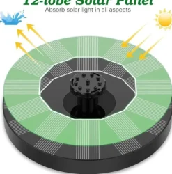 Solar Bird Bath Fountain Pump, Solar Fountain Pump för Fågelbad med 6 munstycken, Solar Powered Water Fountain Pump för trädgård, dammar, pool