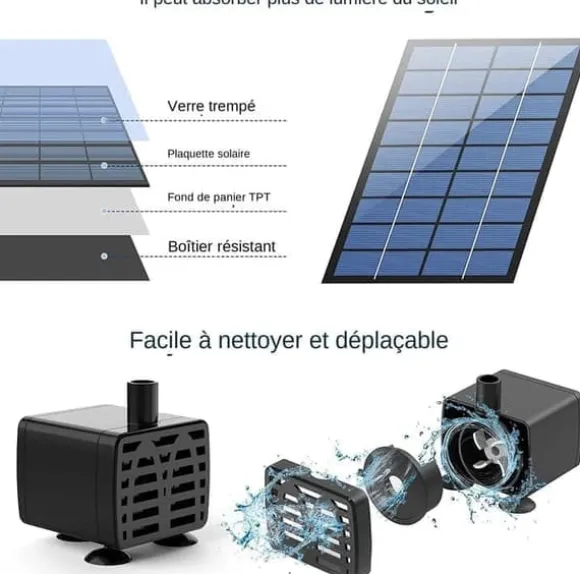 Solar Fountain Water Fountain 2.5W - Vattenfontän solcellsdriven med 6 Munstycken-Sol Fontänpump