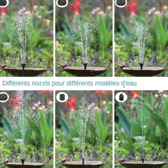 Solar Fountain Water Fountain 2.5W - Vattenfontän solcellsdriven med 6 Munstycken-Sol Fontänpump