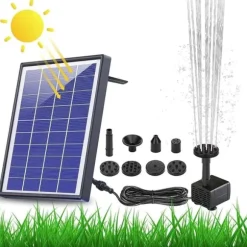 Solar Fountain Water Fountain 2.5W - Vattenfontän solcellsdriven med 6 Munstycken-Sol Fontänpump
