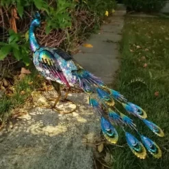 Solar Peacock Staty Light Vattentätt dekorativt järn Utomhus Peacock Light för Pathway Patio Bakgård Gräsmatta Dekoration