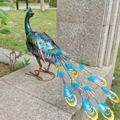 Solar Peacock Staty Light Vattentätt dekorativt järn Utomhus Peacock Light för Pathway Patio Bakgård Gräsmatta Dekoration