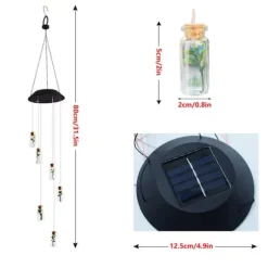 Solar Power LED Färgglad Windbell Lamp Wishing Bottle Wind Chimes Dekor för Trädgård