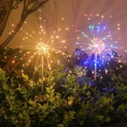 SOLAR Trädgårdslampa FÄRGGLADA Fyrverkerier upp till 200 LED JULFEST