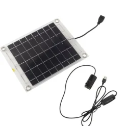 Solar vattenpumpsats med 10W dubbelsidig monokristallin silikon solpanel - 5V 3W lågbruspump