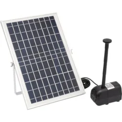 Solcellsfontänpump för damm/pool/akvarium - Vattenpump Kit - 10 W - 24 V Borstlös - Max 1000 l/h - Munstycken Ingår - Plast - Svart
