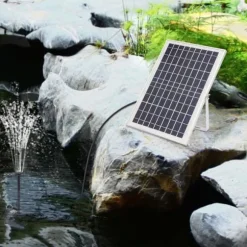 Solcellsfontänpump för damm/pool/akvarium - Vattenpump Kit - 10 W - 24 V Borstlös - Max 1000 l/h - Munstycken Ingår - Plast - Svart