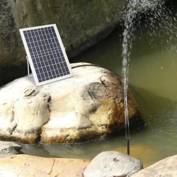 Solcellsfontänpump för damm/pool/akvarium - Vattenpump Kit - 10 W - 24 V Borstlös - Max 1000 l/h - Munstycken Ingår - Plast - Svart