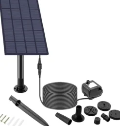 Solcellsmonterad fyrkantig delad fontän utomhusgård stenvattenvisningsdekoration