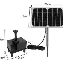 Solcellspump - YUENFONG - 5W - Flöde 280 L/h - Panel 16 cm - 4 spraylägen