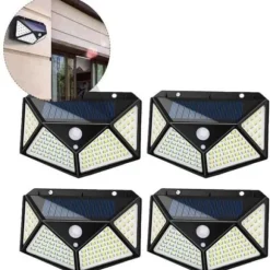 Solenergi Lampa - Icke specificerad - 100 LED - Rörelsedetektor - Vattentålig IP65 - Trädgård 4 Pack