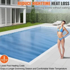 Solenergi Pooltäcke, 28 x 14 fot rektangulärt solfilt för pooler, Inground och Ovan Mark Pool Soltäcke, 16 mil blå soltäcken