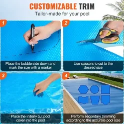 Solenergi Pooltäcke, 28 x 14 fot rektangulärt solfilt för pooler, Inground och Ovan Mark Pool Soltäcke, 16 mil blå soltäcken