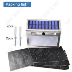 Solenergilampa med dörrnummer - TD® - 4 LED - ABS - För utomhusbruk - Solenergi