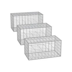 SONGMICS trådkorg med 5 x 10 cm maskstorlek, 3-pack, silver