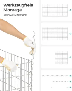 SONGMICS trådkorg med 5 x 10 cm maskstorlek, 3-pack, silver