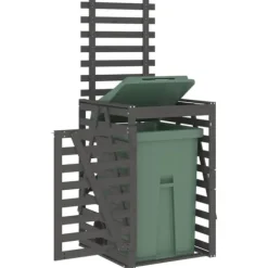 Sopkärlsskjul i massiv furu - Ventilerad design för smidig användning | Färg: Grå | Storlek: 84x90x128,5 cm