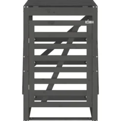 Sopkärlsskjul i massiv furu - Ventilerad design för smidig användning | Färg: Grå | Storlek: 84x90x128,5 cm