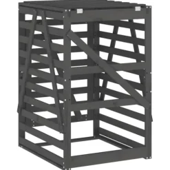 Sopkärlsskjul i massiv furu - Ventilerad design för smidig användning | Färg: Grå | Storlek: 84x90x128,5 cm