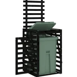 Sopkärlsskjul i massiv furu - Ventilerat och flexibelt | Färg: Svart | Storlek: 84x90x128,5 cm