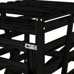 Sopkärlsskjul i massiv furu - Ventilerat och flexibelt | Färg: Svart | Storlek: 84x90x128,5 cm