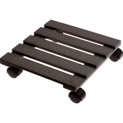 SOTTOVASO KVADRAT MED HJUL I TRÄ WPC 30X30CM VERDEMAX FÖR VÄXTER OCH BLOMMOR