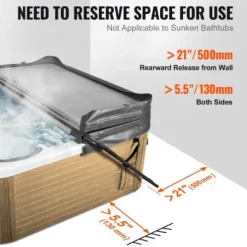 Spabadöverdragshiss, Justerbar, 80x160x125 cm, Svart, Aluminium