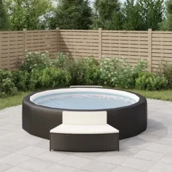 Spabänk med dynor 2 st - Väderbeständig konstrotting | Färg: Svart | Storlek: Standard