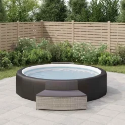 Spabänk med dynor 2 st i grå konstrotting | Färg: Grå | Storlek: Standard