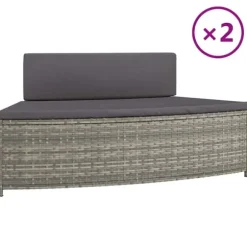 Spabänk med dynor 2 st i grå konstrotting | Färg: Grå | Storlek: Standard