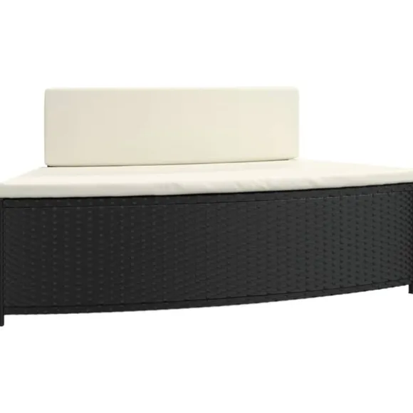 Spabänk med dynor 2 st svart konstrotting