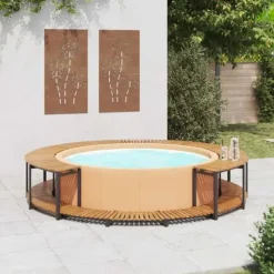 Spakant i massivt akaciaträ för spabad | Storlek: 273x53 cm | Färg: Naturlig träfinish