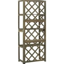 Spaljé med hyllor grå 55x30x140 cm massivt granträ