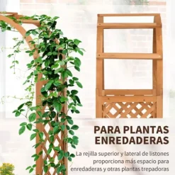 Spaljé med planteringslåda - Båge - Granträ - För klätterväxter - Mått 83 x 36 x 152 cm - Naturträ