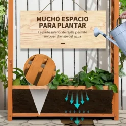 Spaljé med planteringslåda - Båge - Granträ - För klätterväxter - Mått 83 x 36 x 152 cm - Naturträ