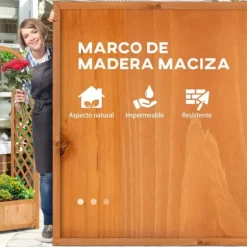 Spaljé med planteringslåda - Båge - Granträ - För klätterväxter - Mått 83 x 36 x 152 cm - Naturträ