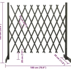 Spaljéstaket i massivt granträ för trädgård | Mått: 180x100 cm | Färg: Grå