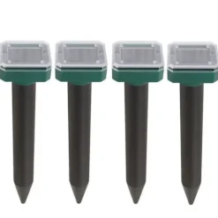 4st fyrkantig 400-1000Hz soldriven ultraljudsskydd mot skadedjur, trädgård råttavvisande, IP65 vattentät, enkel och säker att använda