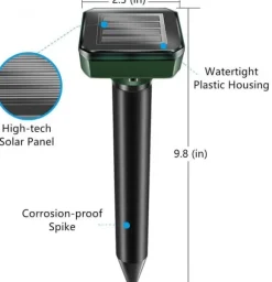 4st fyrkantig 400-1000Hz soldriven ultraljudsskydd mot skadedjur, trädgård råttavvisande, IP65 vattentät, enkel och säker att använda