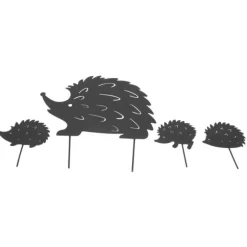 4st metalligelkott dekorativa trädgårdsstakar Söt djur ihålig design uteplats Söt järnkonst igelkottsdekoration för trädgård