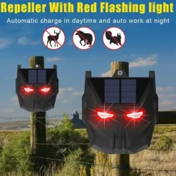2st soldriven djuravvisande lampa Röd LED blinkande rovdjursavskräckande ljus