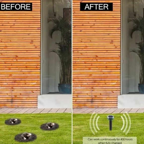 4st vattentät soldriven musavstötare, ultraljudsskydd för trädgårdsmus