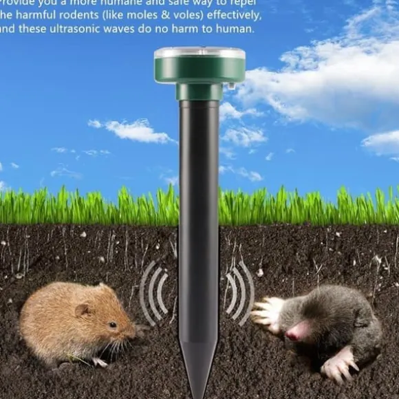 4st vattentät soldriven musavstötare, ultraljudsskydd för trädgårdsmus