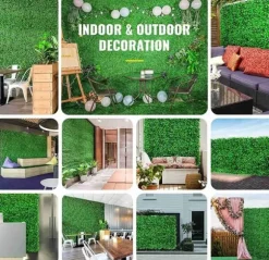 8st 61x40,6cm konstgjord växtväggdekoration, buxbom häckpaneler, högt simulerat utseende, 100% miljövänligt material, lättinstallerad