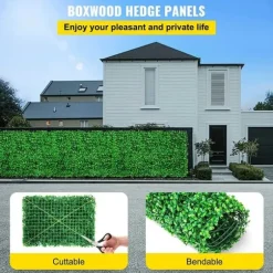 8st 61x40,6cm konstgjord växtväggdekoration, buxbom häckpaneler, högt simulerat utseende, 100% miljövänligt material, lättinstallerad