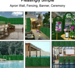 8st 61x40,6cm konstgjord växtväggdekoration, buxbom häckpaneler, högt simulerat utseende, 100% miljövänligt material, lättinstallerad